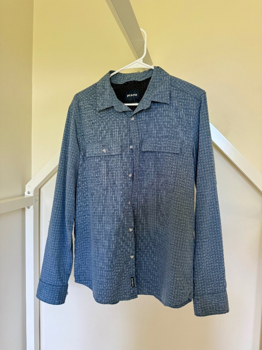 PrAna Men's Garvan Long-Sleeve Button-Down Vented Shirt, Color: Blue, Size: S